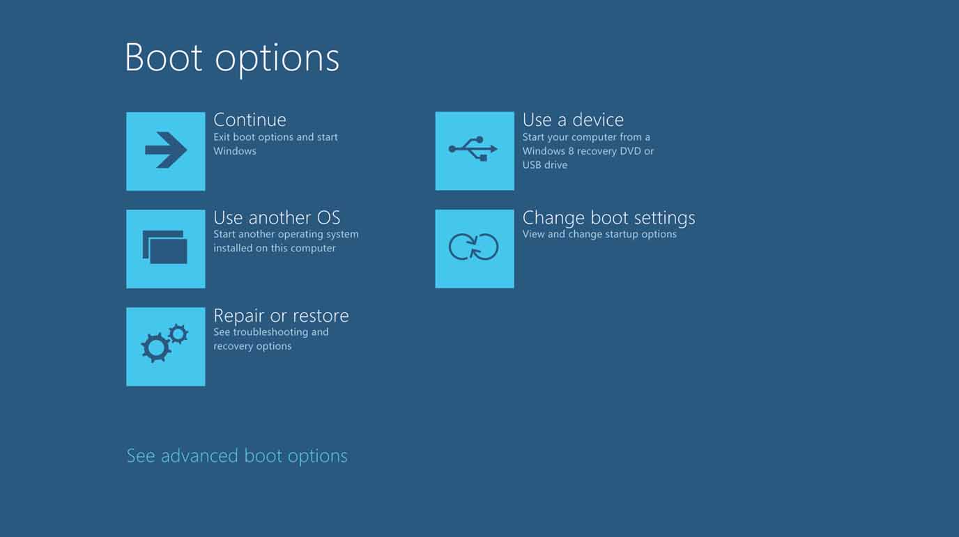 Boot menu page 1